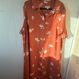 Ava & Viv Terracotta Floral short Sleeve Dress